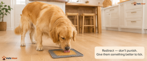 golden retriever using lick mat as healthy redirection for excessive licking behavior