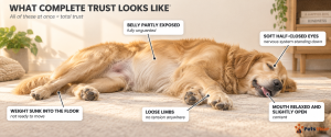 signs your dog trusts you labeled diagram relaxed posture belly exposed soft eyes